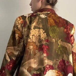 VINTAGE LINDA ALLARD ELLEN TRACY 4P 6P FALL Floral Brown Blazer Womens Designer